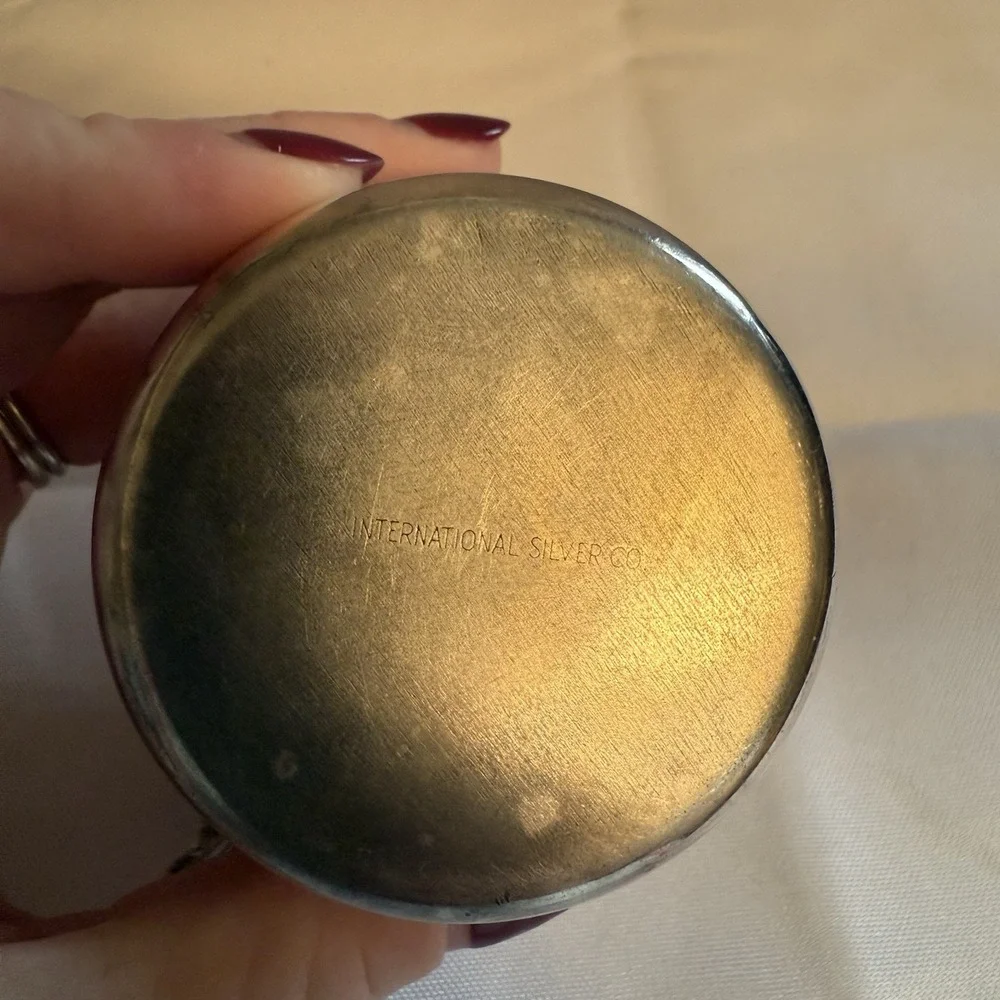 VINTAGE INTERNATIONAL SILVER CO. Baby Cup With Spoon Handle Jessica Monogram